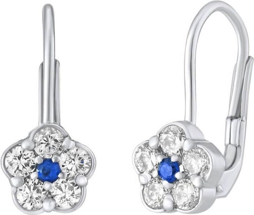 Gentle girlŽs forget-me-not earrings made of silver with zircons SILVEGOB31808B