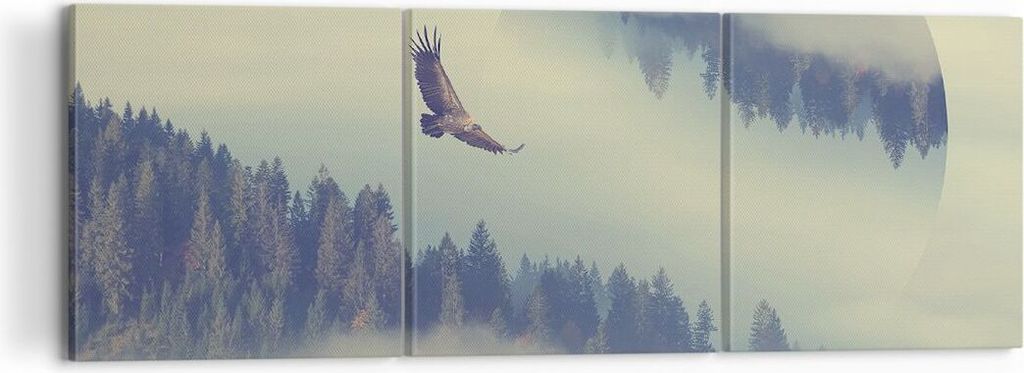 Bild auf Leinwand - Leinwandbild - Vogel Natur Wald - 120x40cm - Wand Bild - Wanddeko - Wandbilder - Leinwanddruck - Bilder - Kunstdruck - Wanddeko...