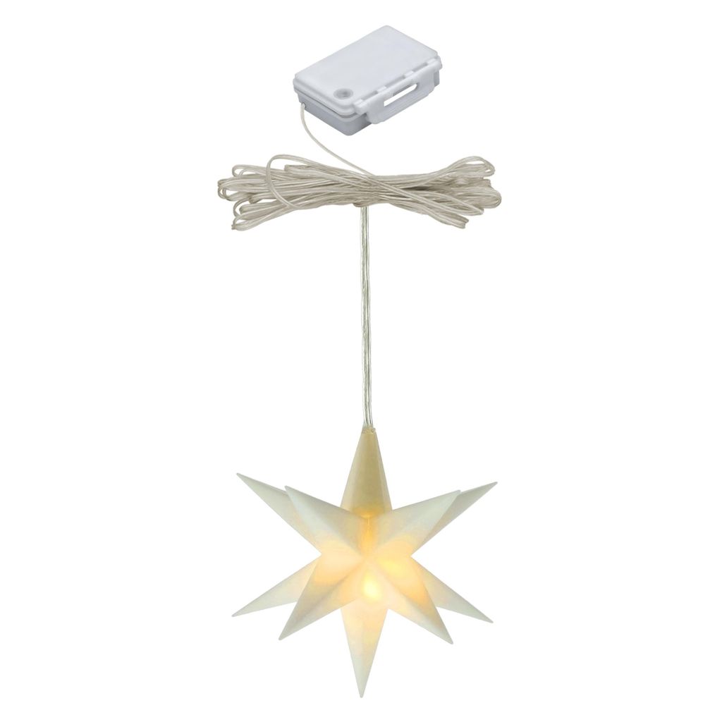 3D Weihnachtsstern 12 cm mit Timer - wei - Deko