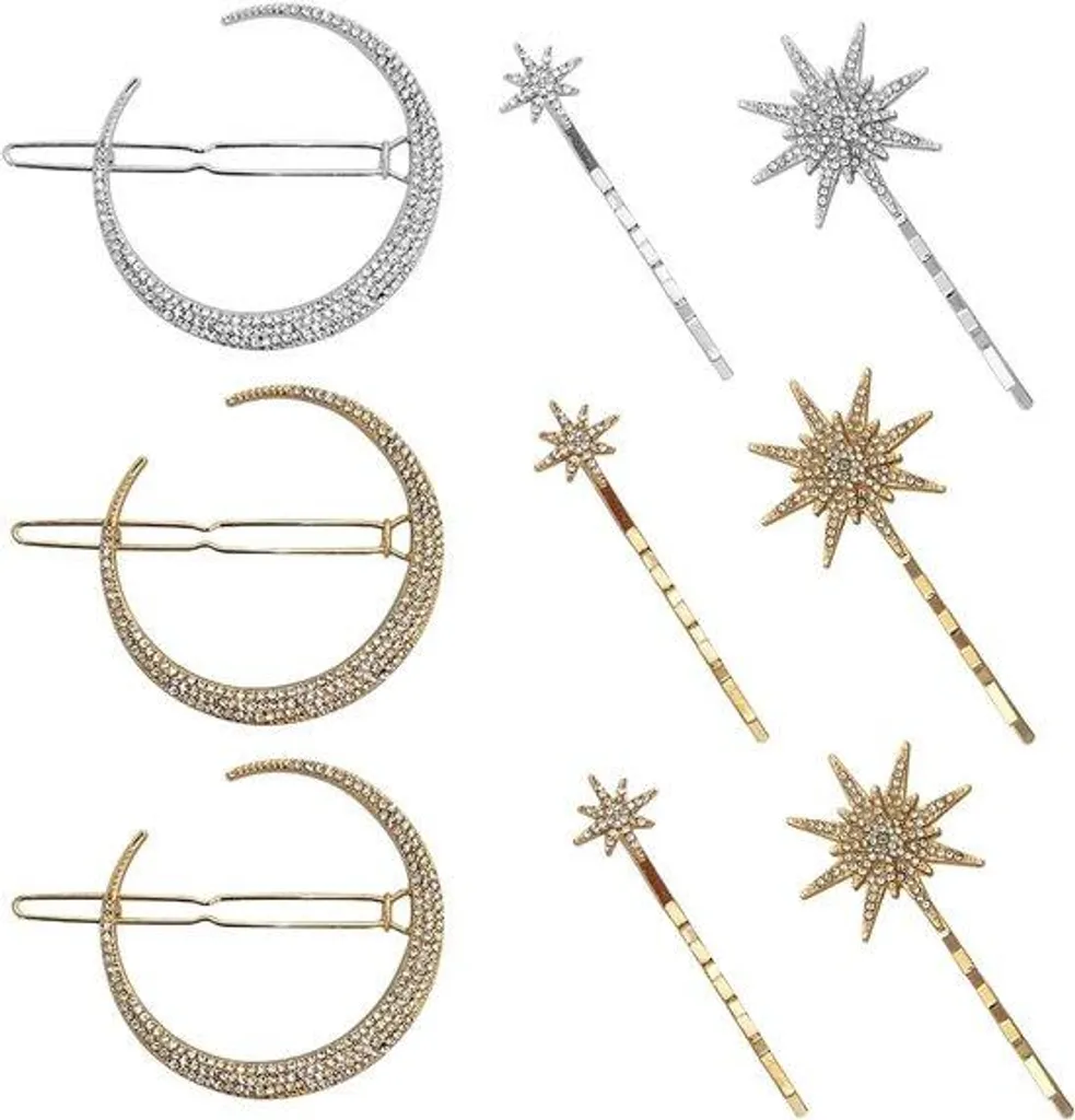 Accessoires cheveux : lot de 9 pinces étoiles avec strass pour coiffure