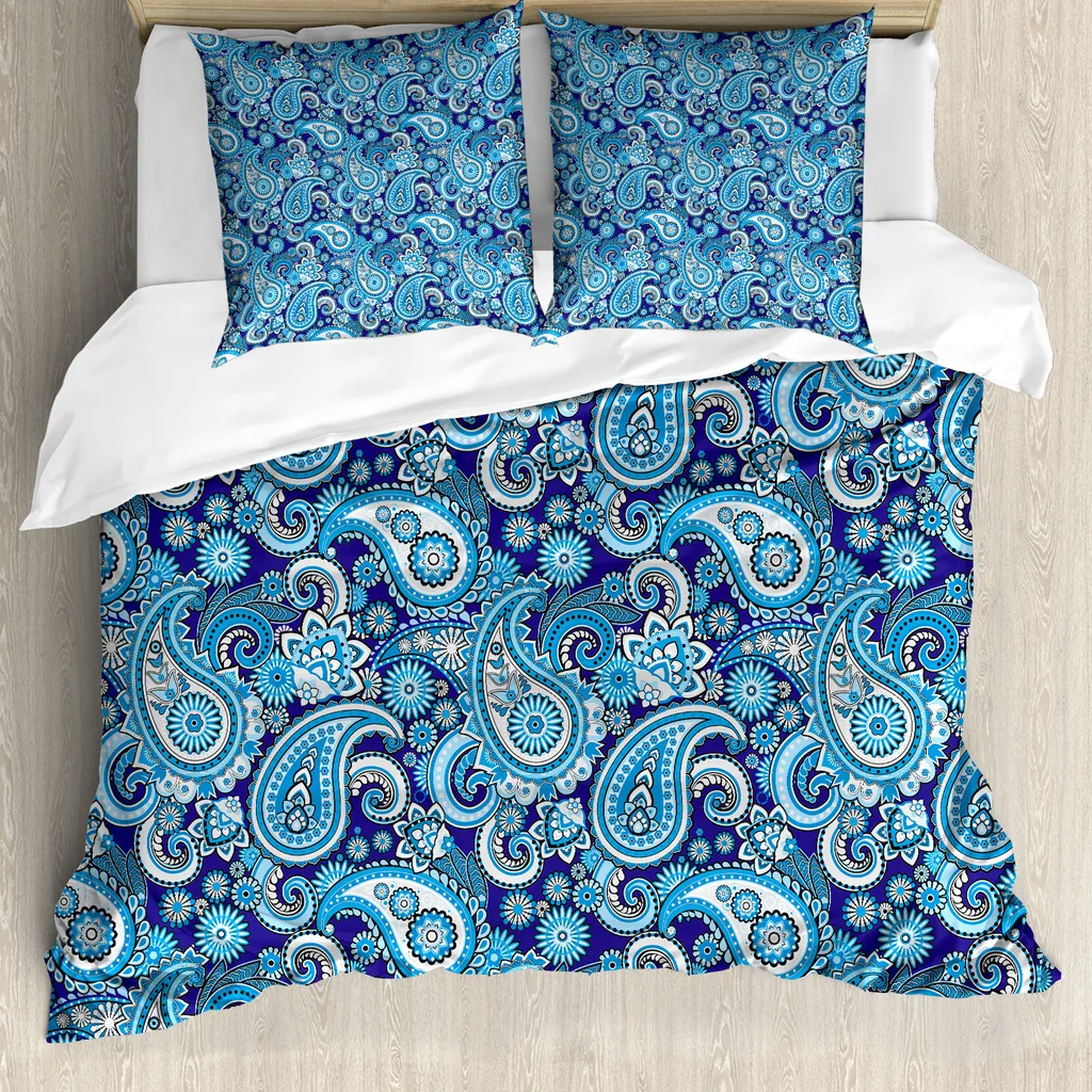Set Copripiumino Matrimoniale Blu Paisley 200x200 ABAKUHAUS