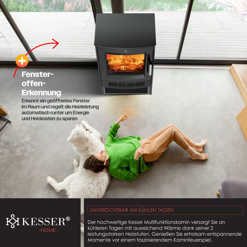 KESSER® Elektrokamin mit Heizung Panorama-Sichtfenster Produktbild 11