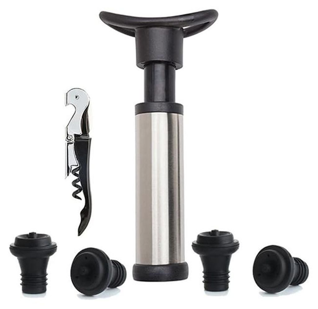 UNIQ Deluxe Vakuum-Weinverschluss-Set 7-teilig Weinpumpe mit 4 Stopfen und Zubehör