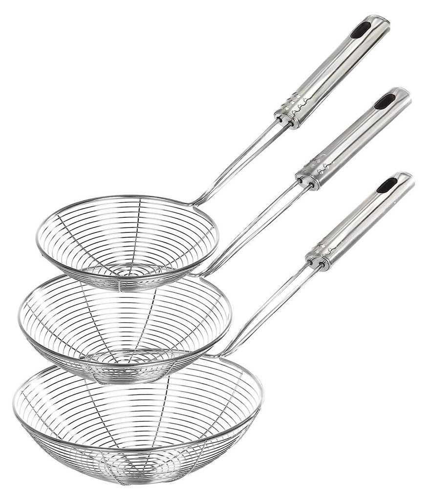 3-teiliger Schaumlöffel Edelstahl, Schöpfkelle Netz Produktbild 