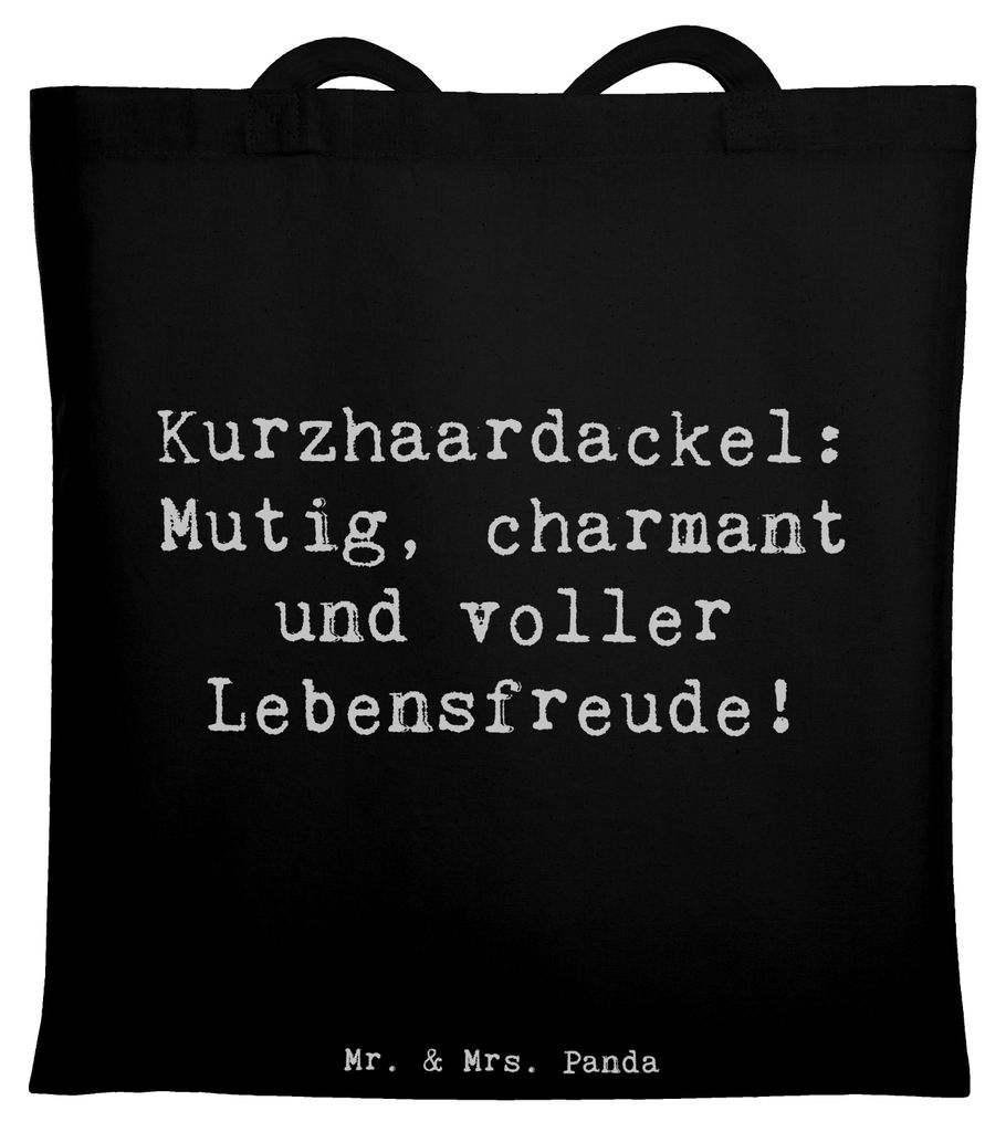 Mr. & Mrs. Panda Einkaufstasche Spruch Mutiger Dackel - Schwarz - Geschenk, Baumwollbeutel, Dackelfreund, Tasche, Hunderassen Beschreibung, Eigensc...