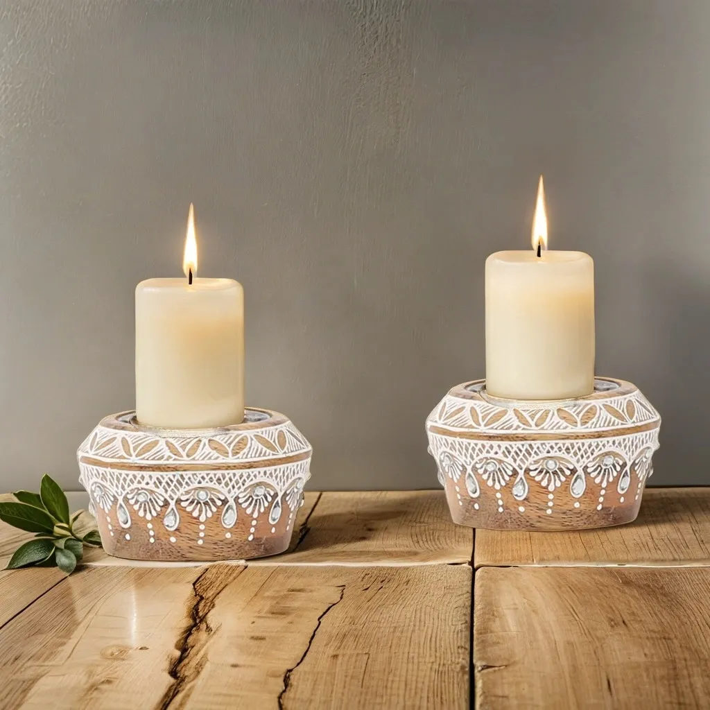 Décoration de table bohème : Set de 4 bougeoirs Anasuya pour réception