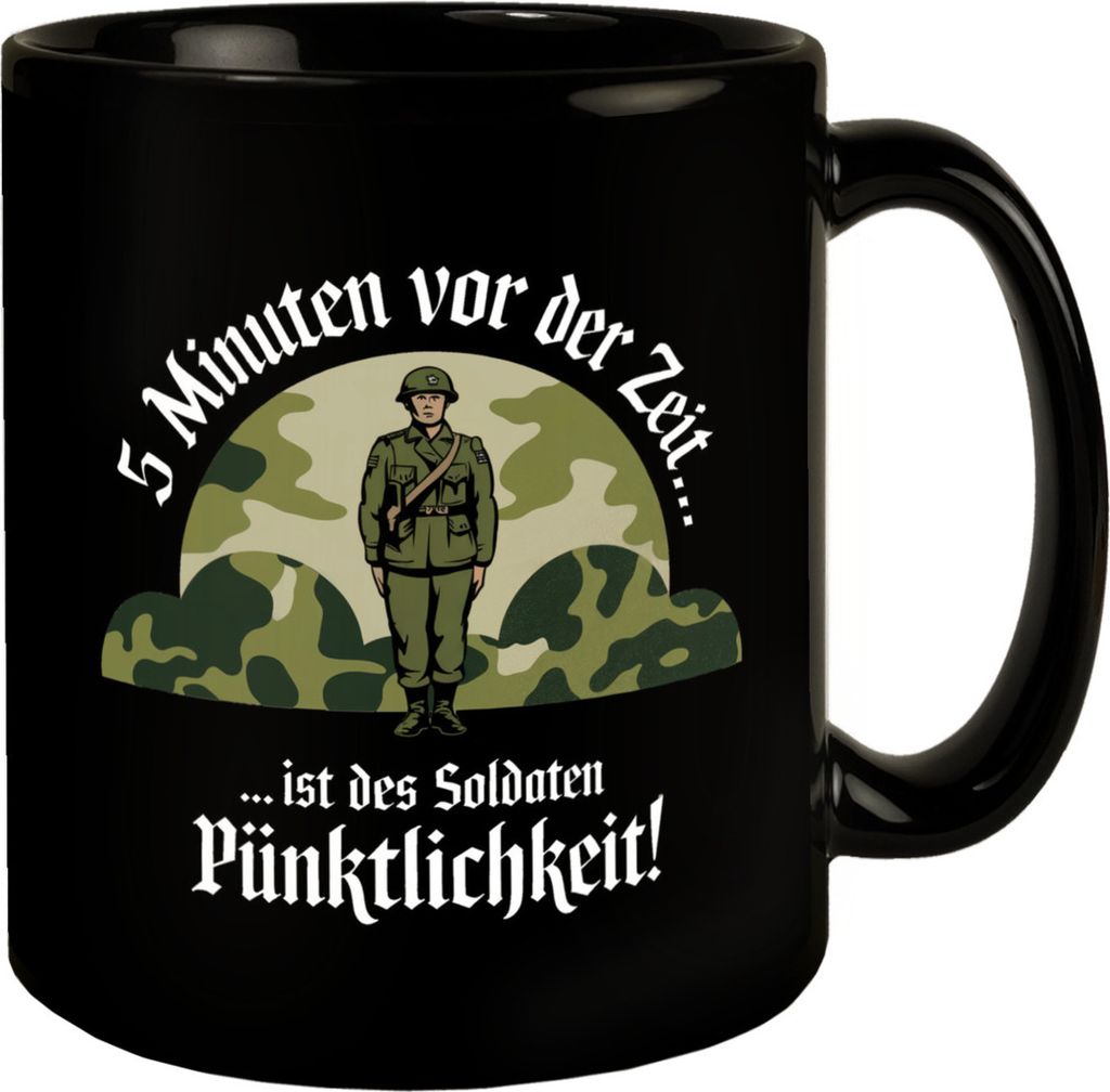 5 Minuten vor der Zeit Retro Soldat Tasse Produktbild 