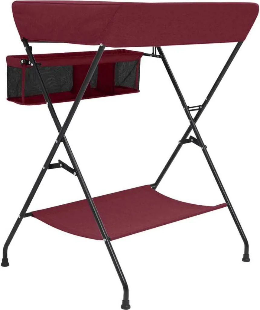 Table à langer rouge en fer durable avec structure haute résistance - 3