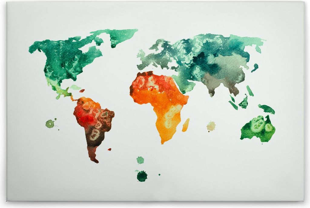 Leinwandbild Abstrakt 60 x 90 cm - Wandbild Weltkarte Bunt Produktbild 