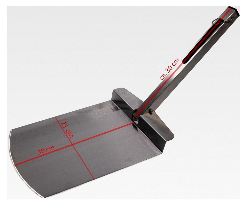 Pizzaheber aus Edelstahl - Einfaches Handling von Pizza und Brot, geeignet für Grill und Backofen - Edelstahl, 65x25x3cm