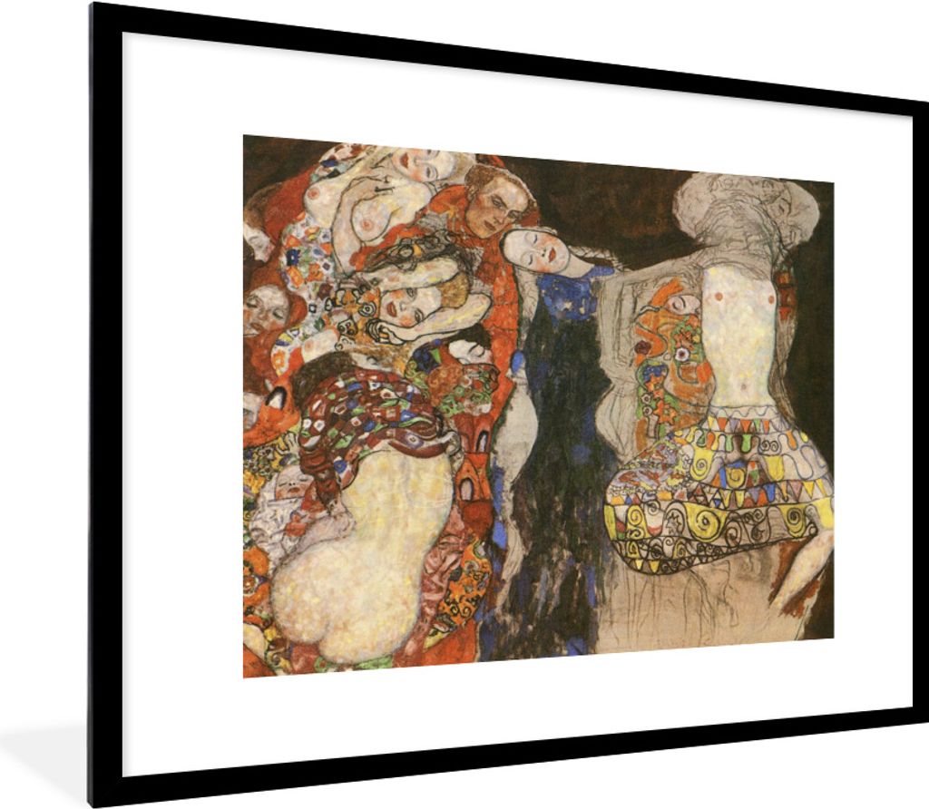 MuchoWow Gerahmtes Poster Das Gemälde der Braut - Gustav Klimt 80x60 cm - Poster mit Schwarzem Bilderrahmen Wandposter Rahmen Foto Bilder - Schl...