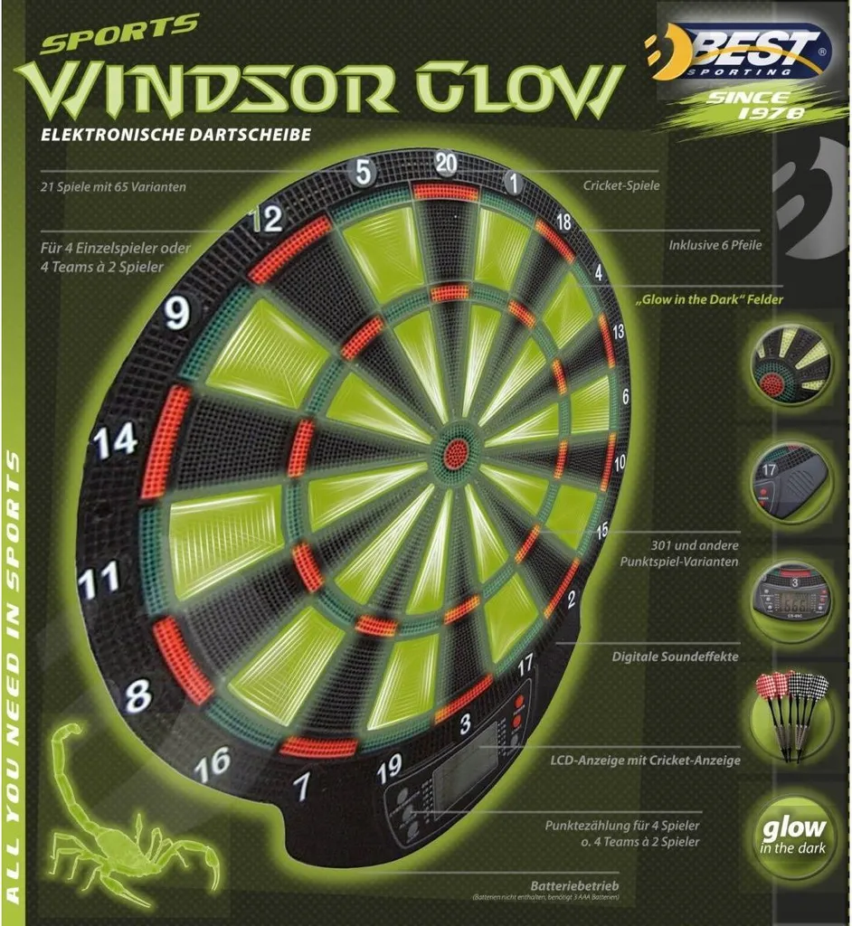 Jeu de fléchettes traditionnel phosphorescent WINDSOR Best Sporting - 11