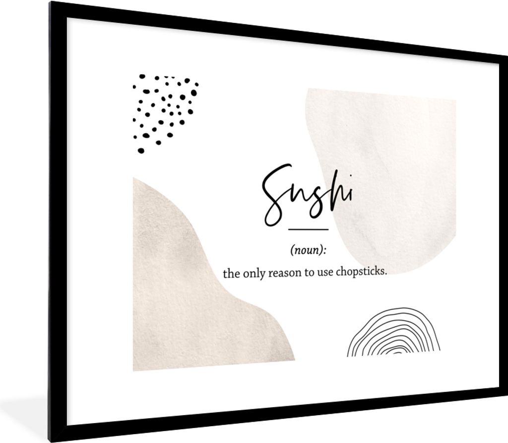 MuchoWow Gerahmtes Poster Sprichwörter - Sushi - Wörterbuch - Zitate - Sushi-Definition 80x60 cm - Poster mit Schwarzem Bilderrahmen Wandposter...