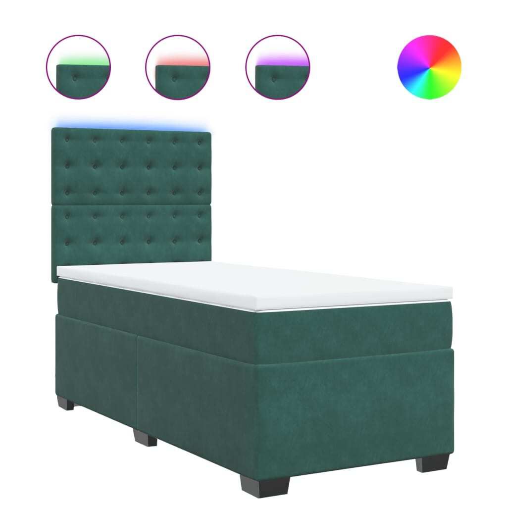 Boxspringbett mit Matratze Dunkelgrün 80x200 cm Samt