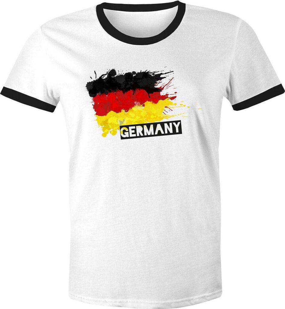 Herren T-Shirt Deutschland Fußball EM 2021 Fußballeuropameisterschaft Deutschlandshirt Deutschlandflagge Retro Moonworks weiß-schwarz M