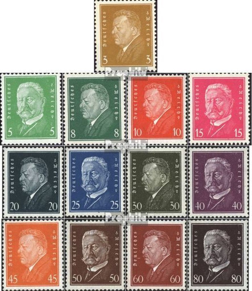 Briefmarken Deutsches Reich 1928 Mi 410-422 (kompl.Ausg.) gestempelt Reichspräsidenten