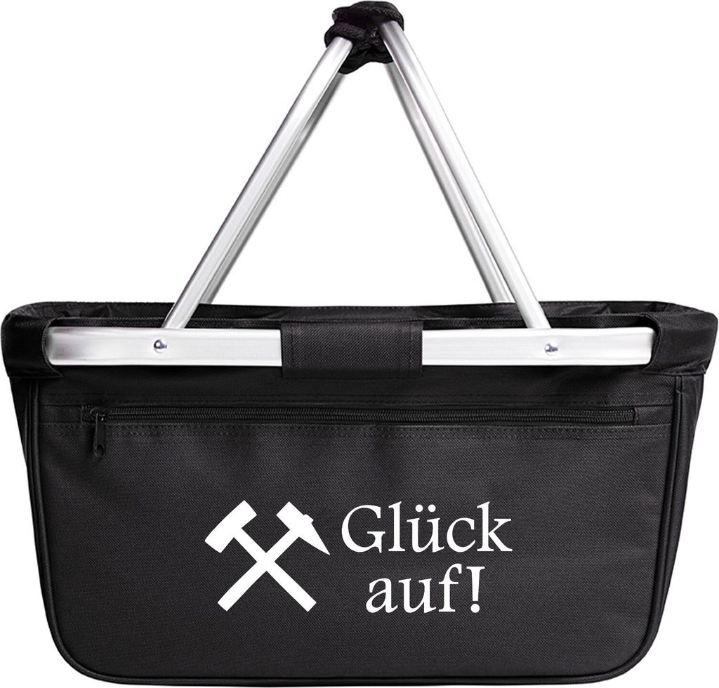 Huuraa Einkaufskorb Glück auf! Ruhrpott 20 Liter Black faltbarer Tragekorb Geschenkidee