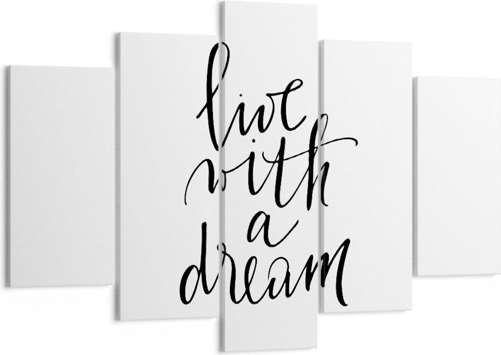 Bild auf Leinwand - Leinwandbild - 5 Teile - Handschriftlich Live Ein Traum - 150x100cm - Wand Bild - Wanddeko - Wandbilder - Leinwanddruck - Bilde...