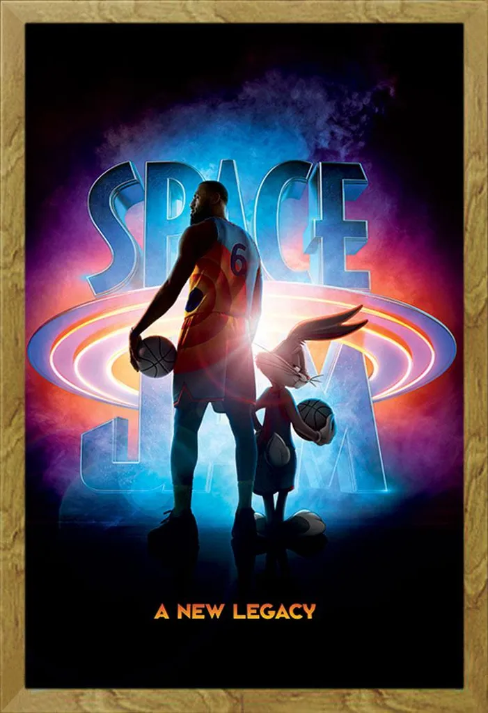 Cadre Chêne Shinsuke et Poster Space Jam 2 avec Vitre de Protection