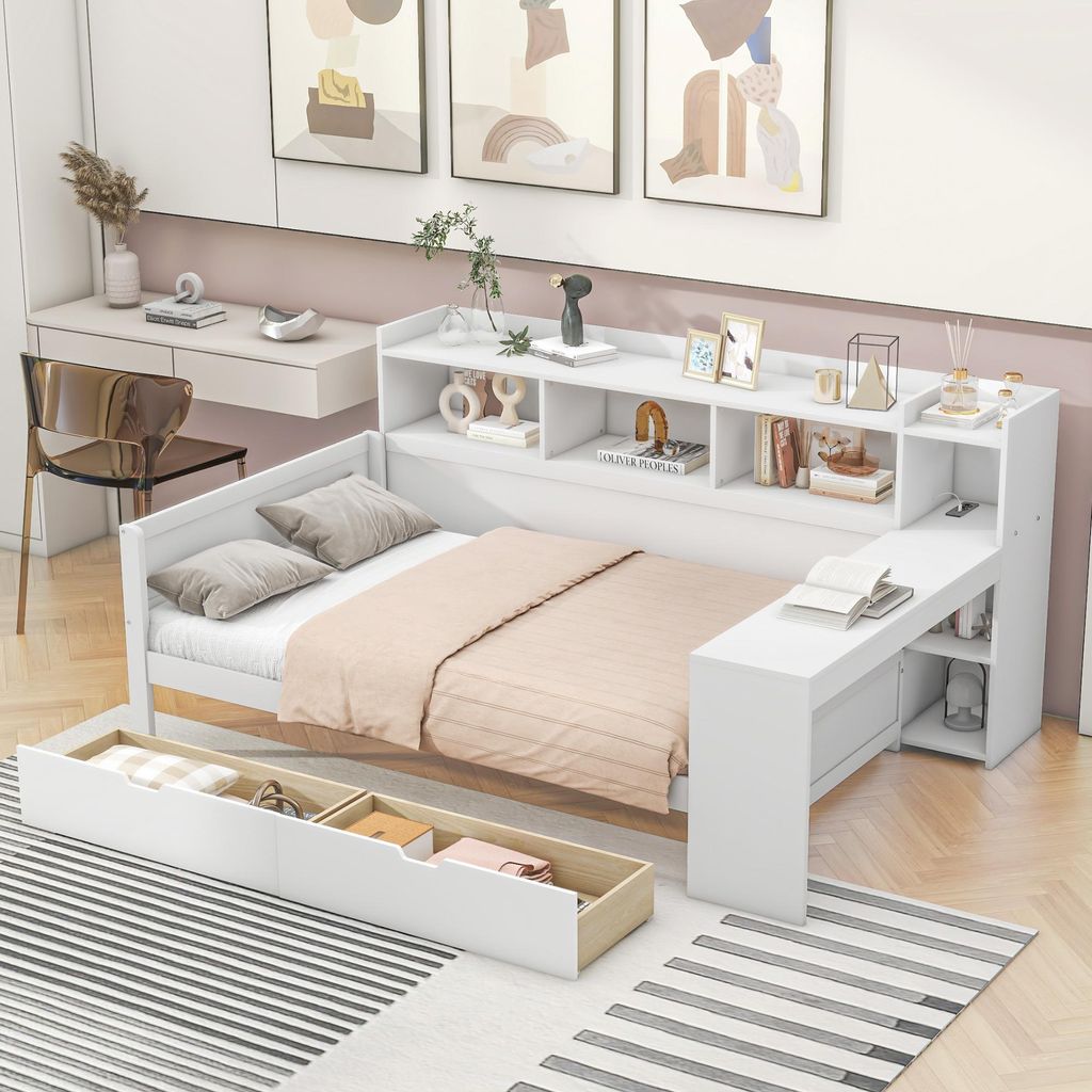 Wielofunkcyjna rozkładana sofa z biurkiem, szufladami i Zdjęcie produktu 