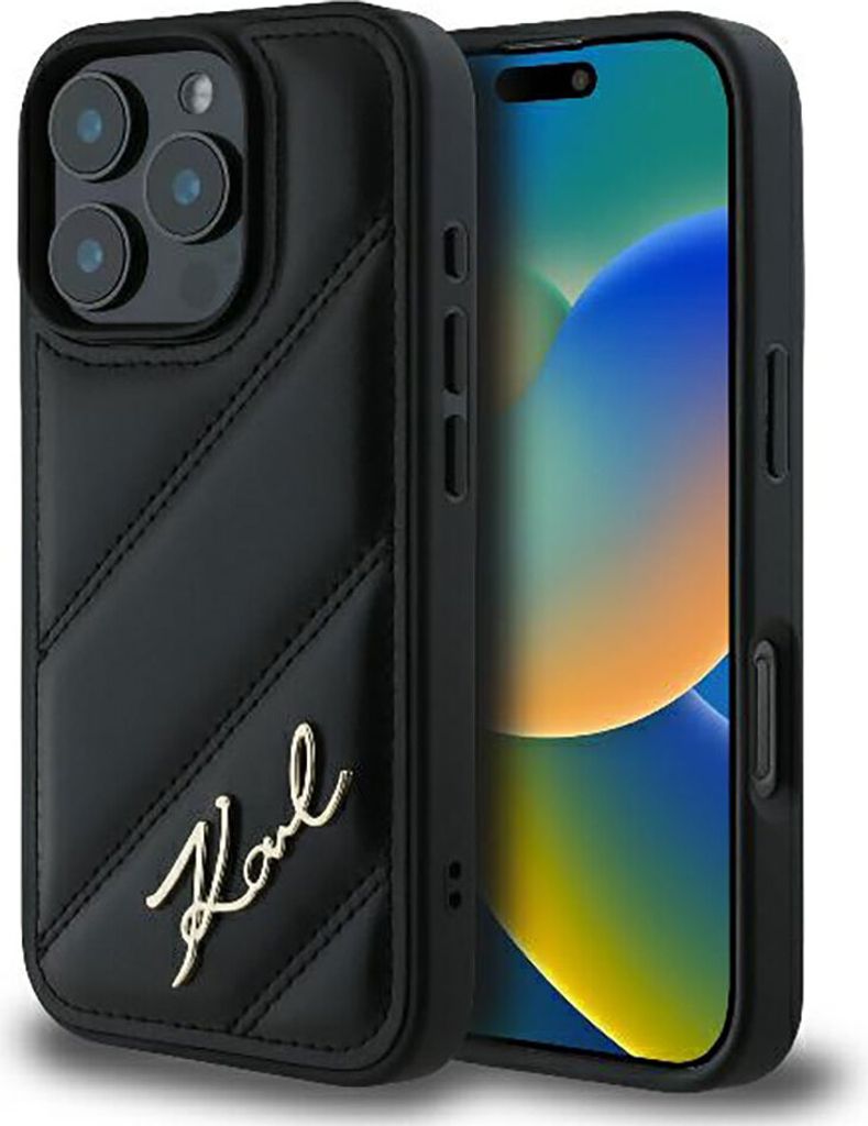 Karl Lagerfeld KLHCP16XPQDSMGK iPhone 16 Pro Max 6,9" schwarz/schwarz Hardcase Quilted Signature Schutzhülle
