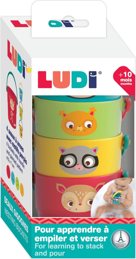 Ludi stapelbare Badespielzeug Eimer multicolor für Babys