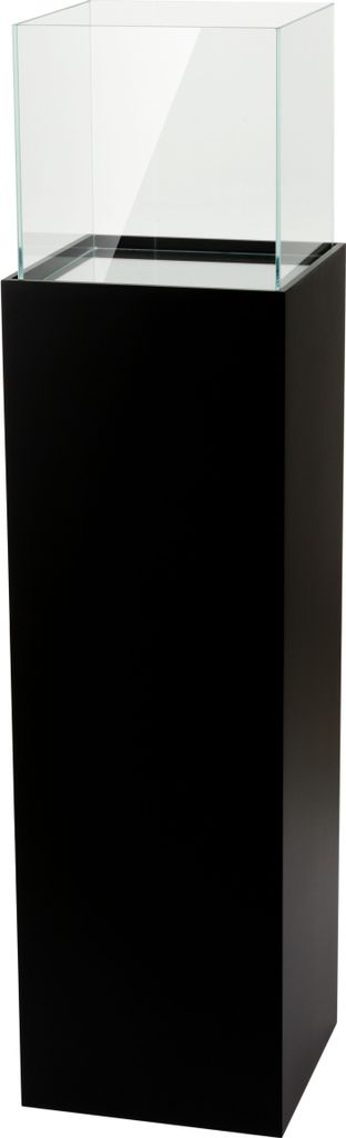 Windlicht-Säule Kerzenständer Deko-Laterne Deko-Säule für Wohnzimmer, Balkon, Terrase Kerzensäule Bodenwindlicht aus MDF & Glas Schwarz 100 cm hoch