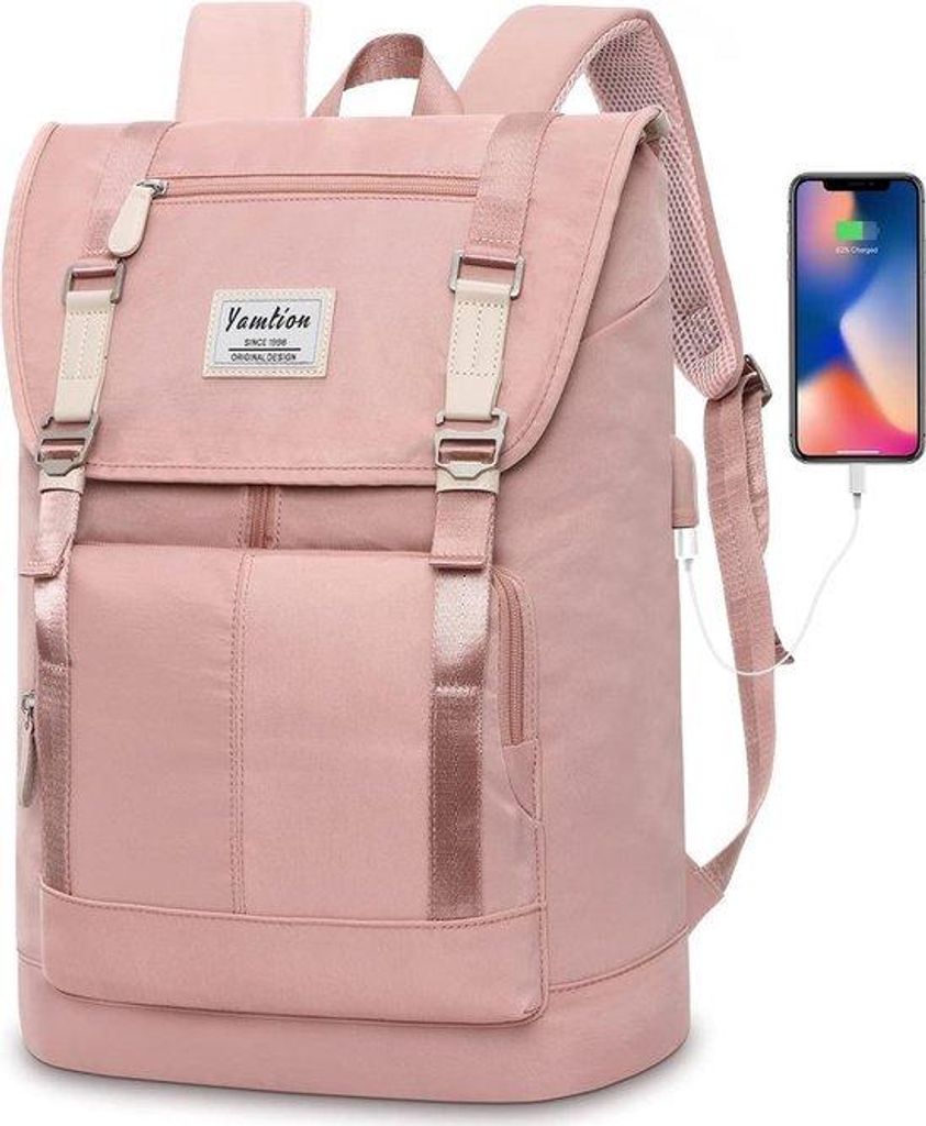 Universitätsrucksack, uni, 17 Zoll Laptoptasche, Schulrucksack für Mädchen, Teenager, Universitätsstudenten, Lehrer, Beige