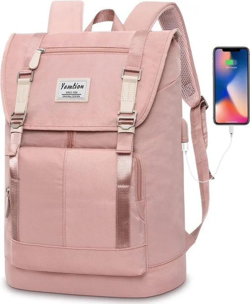 Sac à dos ordinateur 17 pouces beige, grand volume pour étudiants