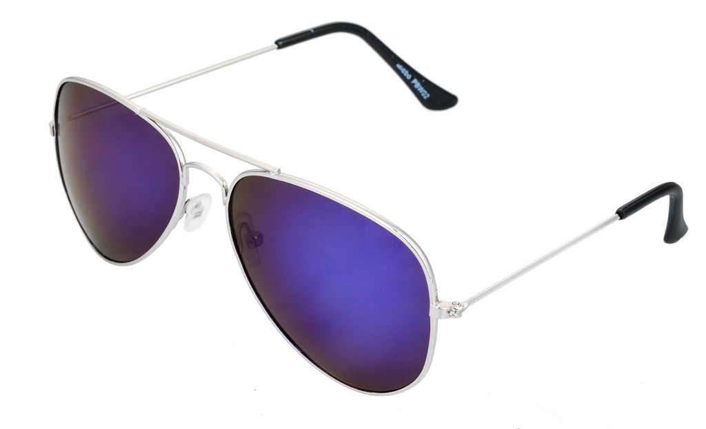 Piloten Brille verspiegelt Blau - Silber