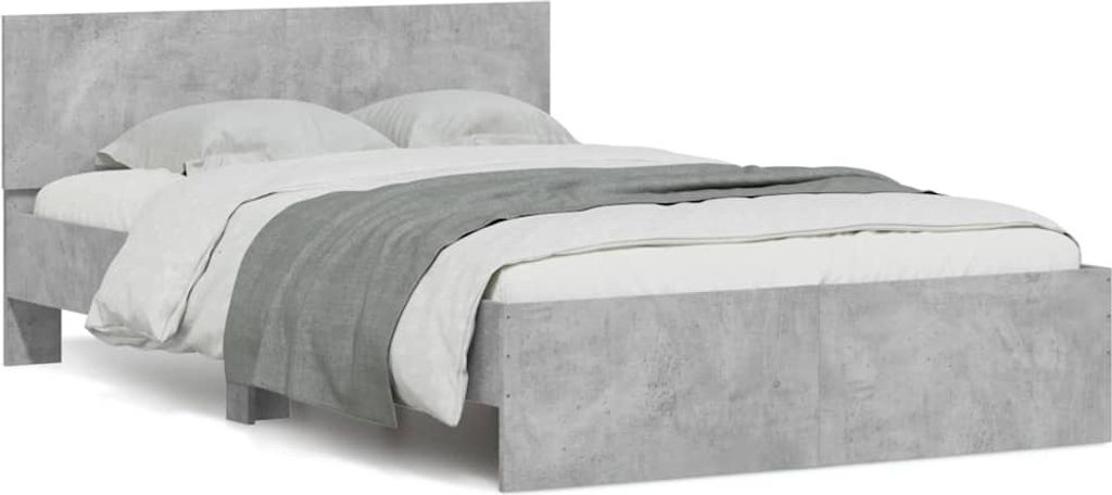 Maison Exclusive - Bettgestell mit Kopfteil LED-Beleuchtung Betongrau 120x200 cm