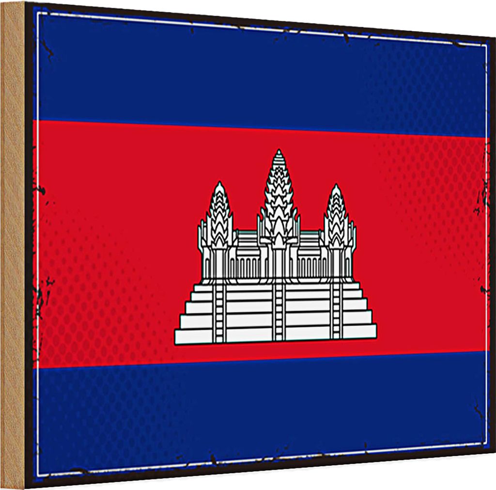 Holzschild Flagge Kambodscha 30x20cm Retro Flag Cambodia