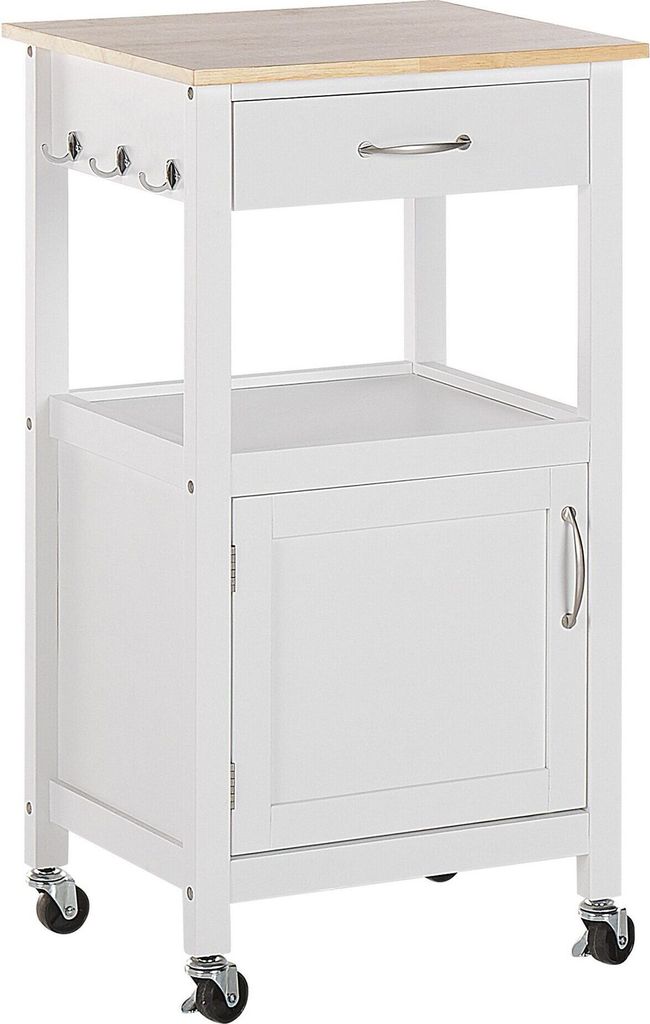 BELIANI Wózek kuchenny biały z MDF drewno 48 x 39 x 89 cm Zdjęcie produktu 