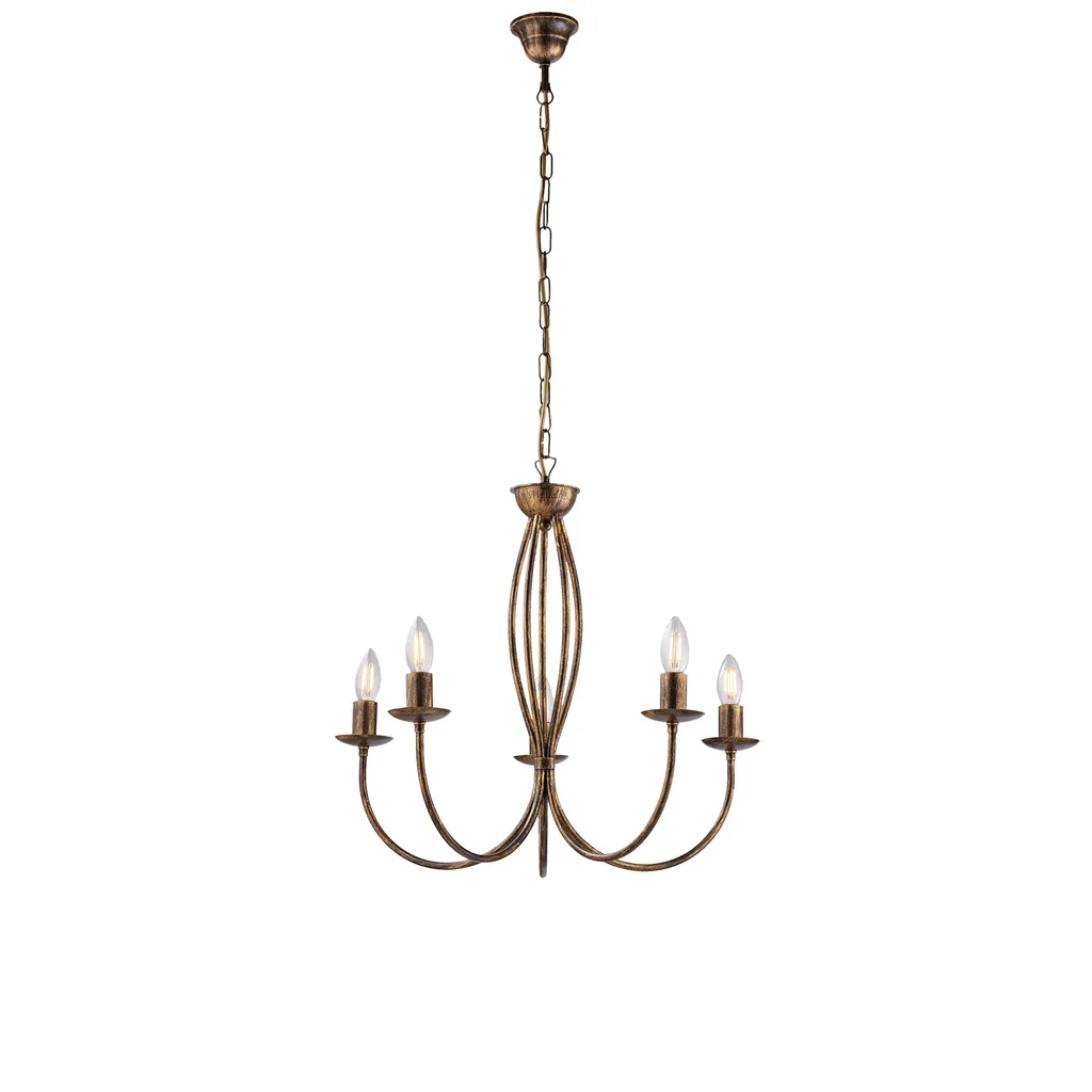 Lampadario Botte Ferro Marrone Oro Antico 5 Luci BL147-5-BR Vendita Online