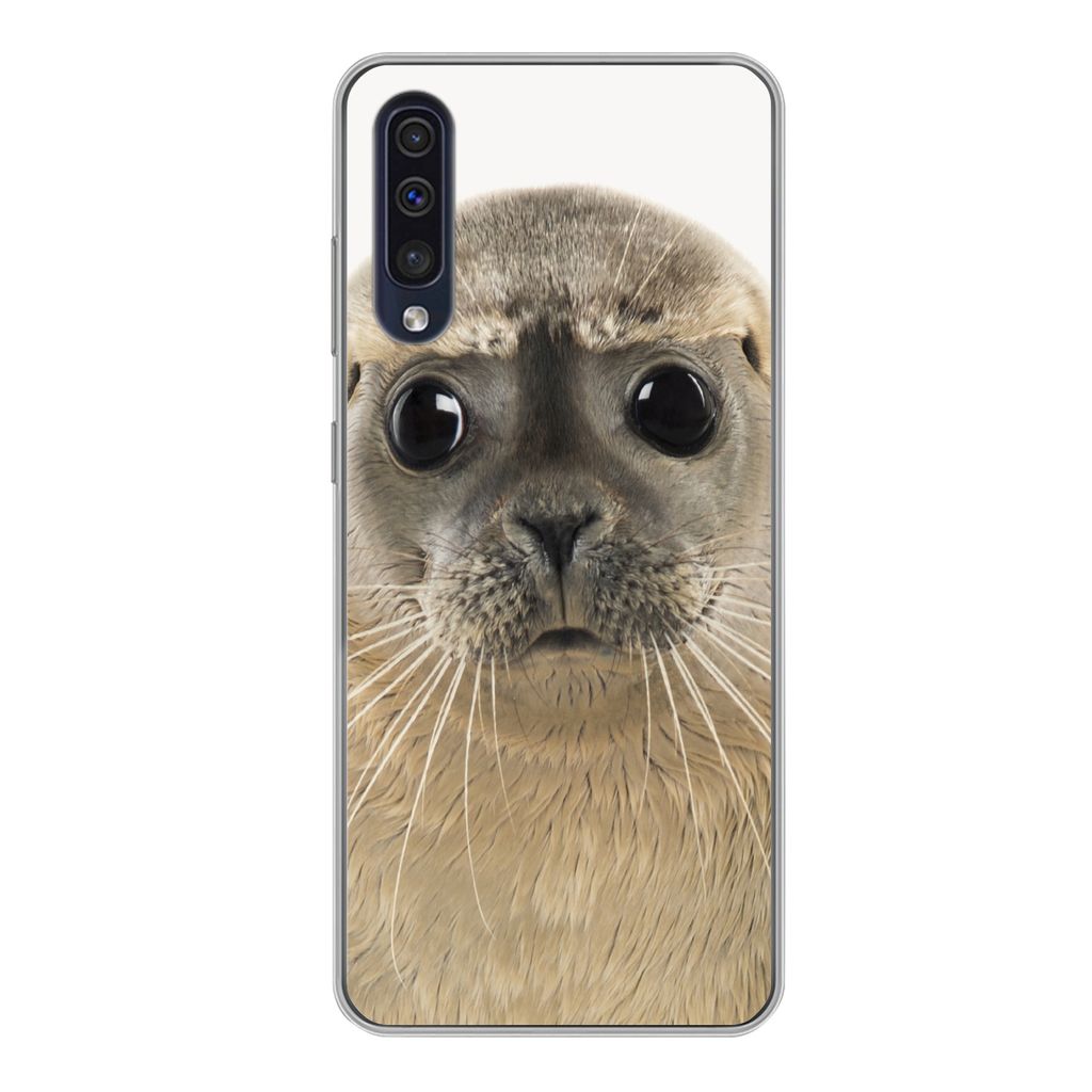 MuchoWow Handyhülle Schutzhülle Hülle für Samsung Galaxy A50 Jungen - Robbe - Kinder - Mädchen - Tiere Silikon Softcase Handy Hülle - Mobil...