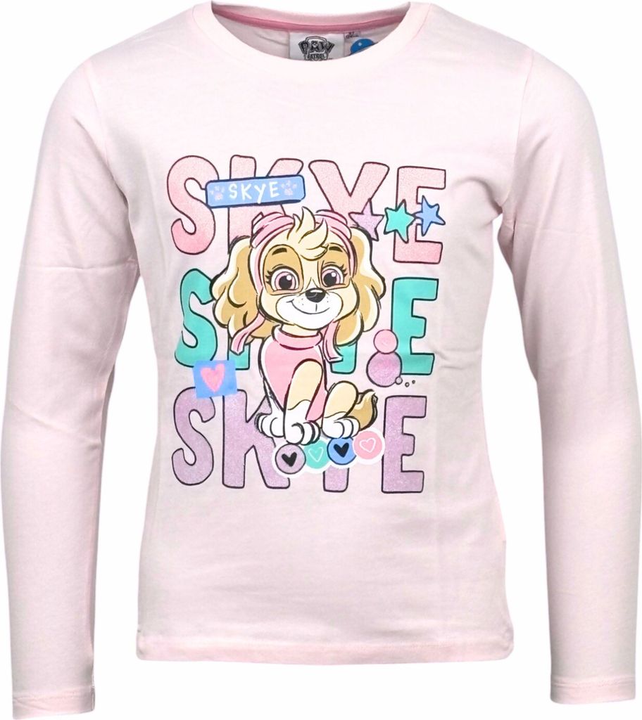 Langarmshirt Paw Patrol mit Glitzer Skye Rosa 110 cm