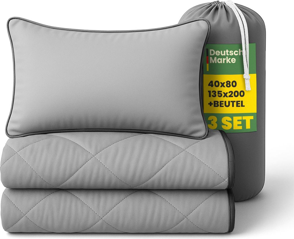 Reise Bettenset 135x200/40x80cm 2-teilig Anthrazit, Produktbild 