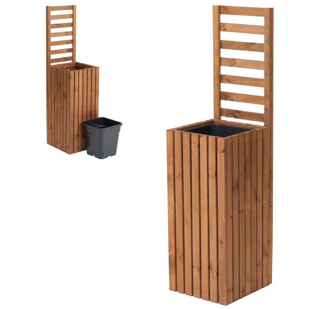 Pflanzkübel mit Rankgitter Spalier mit Pflanzkasten Blumenkasten aus Holz Hochbeet mit 1x18L Pflanzeneinsatz (vertikal-braun, 36x36x80 H157)