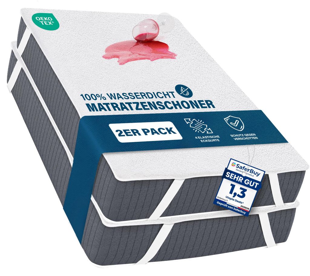 Utopia Bedding Matratzenschoner 90 x 200 cm (2er Pack) Produktbild 