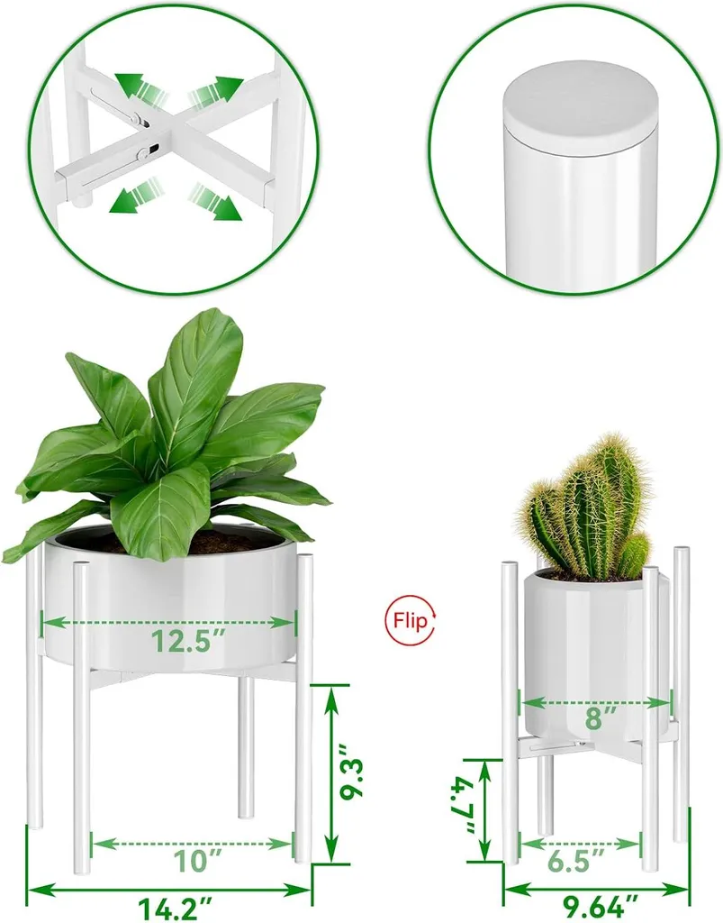 Support pour plantes réglable blanc - Grand format métal robuste anticorrosion
