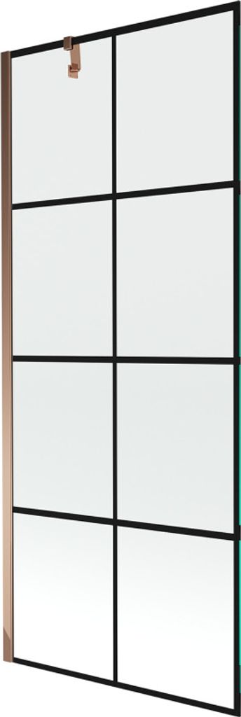 Mexen Next 1-Flügel-Badewannenwand 80 x 150 cm, Schwarzes Design, Rosa Gold - 895-080-000-00-77-60
