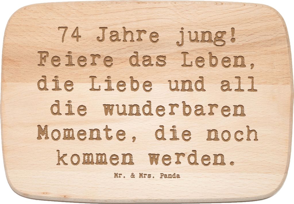 Mr. & Mrs. Panda vesperbrett Spruch 74. Geburtstag Freude - Transparent - Geschenk, Geburtstagsfeier, Holzbrett, Alter, Frühstücksbrettchen, Feie...