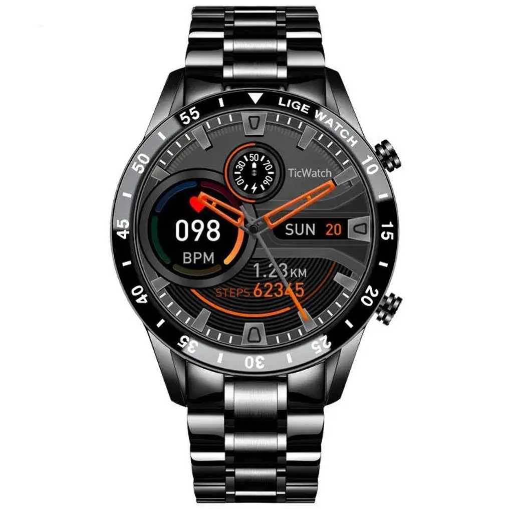LIGE Luxus Smartwatch Schwarz - Die perfekte Herren-Smartwatch für jeden Tag KP23958