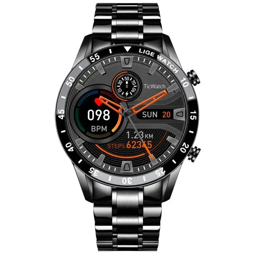 Montre Smart LIGE LU-23958 Noire Homme : Montre Connectée Sport KP23958