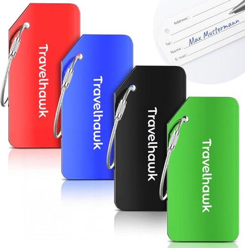Travelhawk Kofferlabels Aluminium – 4 Stuks