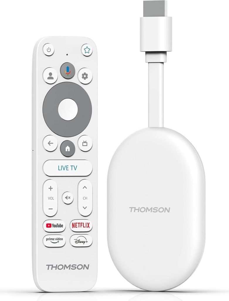 Thomson Streaming Dongle Google TV Go 150 Cast 4K - White Immagine del prodotto 