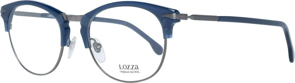 Monture de Lunettes de Vue Homme Lozza VL2294 Bleu Métal Taille 52