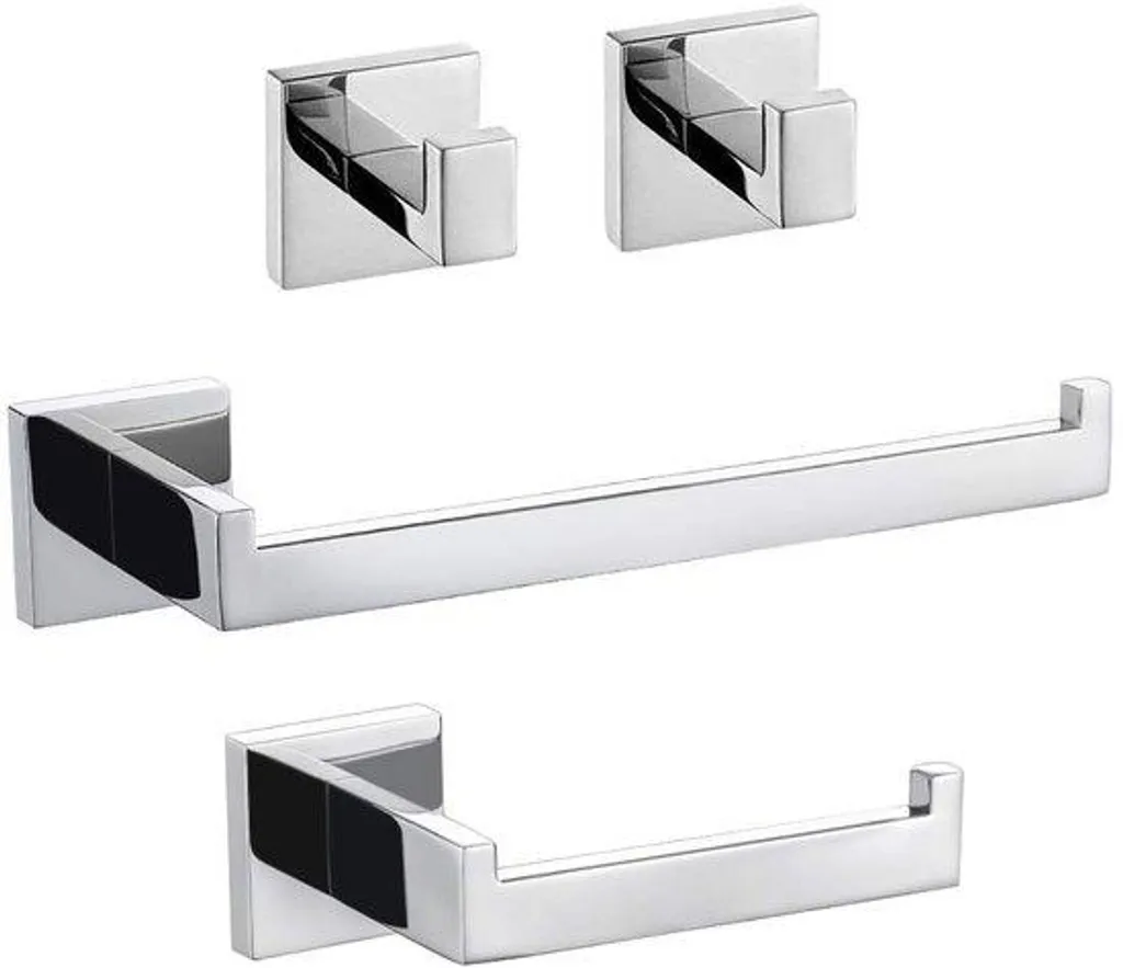 Kit salle de bain inox chrome anti-rouille 4 accessoires fixations murales