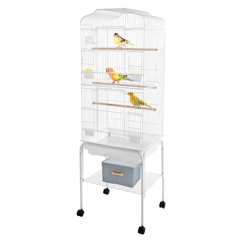 Grande cage pour perroquets sur socle roulant pour salon et balcon