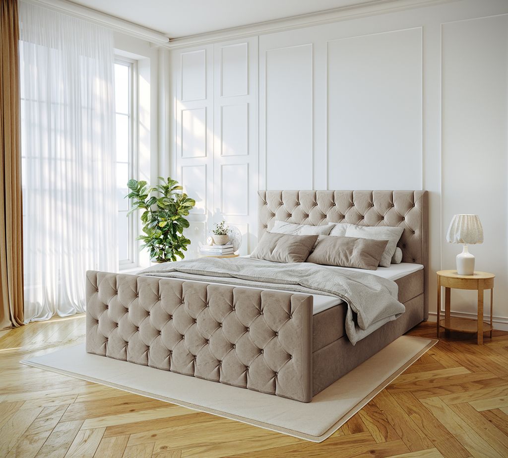 Kaiser Möbel Kontinentalbett Mars Mit Bettkasten Stoff Riviera - BISCUT 180X200 CM